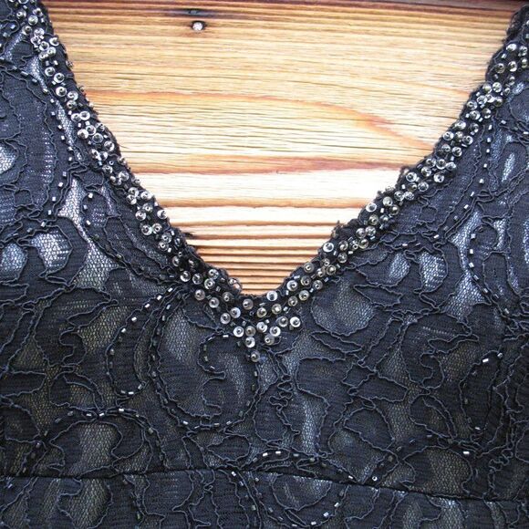 Aidan Mattox Black Beaded Full Length Gown Dress - Picture 5 of 9